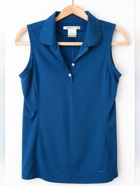 Nike Golf Dri-FIT Sleeveless Polo Top Women's Small Blue Performance Golf Shirt
